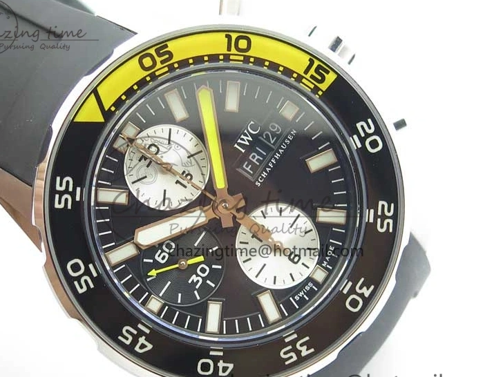 MIROTIME 0305 Aquatimer Chrono IW376702 SS BLS 1:1 Best Edition Black Dial on Black Rubber Strap A WellDesigned 7105